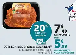 Hyper U U - cote echine de porc mexicaine offre