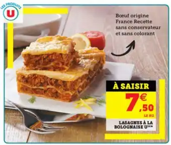 Super U Lasagnes à La Bolognaise U offre