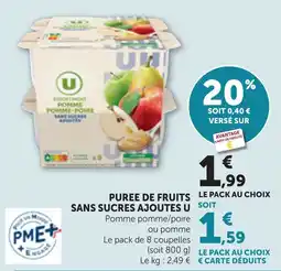 Maximarché Puree de fruits sans sucres ajoutes u offre