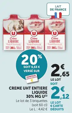 Maximarché Creme uht entiere liquide 30% mg u offre