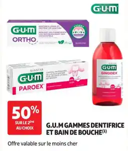 Auchan Parapharmacie Gum Gammes dentifrice et bain de bouche offre