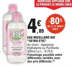 E.Leclerc So Bio Etic Eau micellaire bio offre