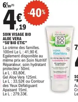 E.Leclerc So Bio Etic Soin visage bio aloe vera offre