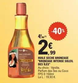 E.Leclerc Huile seche bronzage bronzage intense soleil des îles offre
