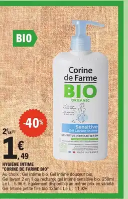 E.Leclerc Corine De Farme Bio Hygiene intime offre