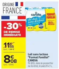 Carrefour Drive Candia - lait sans lactose format familial offre