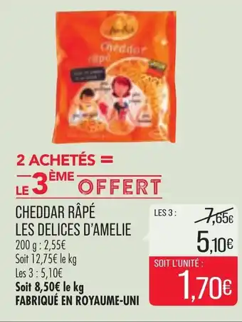 Match Cheddar Râpé Les Delices d'Amelie offre