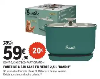 Fontaine à eau sans fil verte bandit