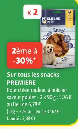 Maxi Zoo PREMIERE Sur tous les snacks offre