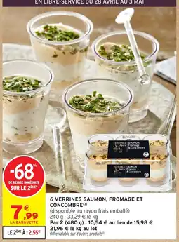 Intermarché Contact 6 verrines saumon, fromage et concombre offre