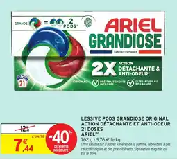 Intermarché Contact ARIEL Lessive pods grandiose original action détachante et anti-odeur 21 doses offre