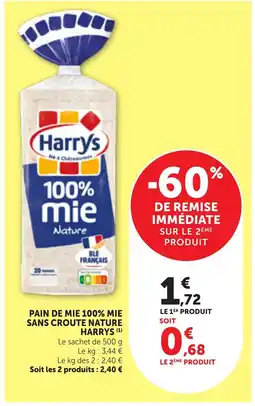 Maximarché HARRY'S Pain de mie 100% mie sans croute nature offre