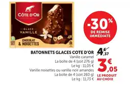 Maximarché COTE D'OR Batonnets glaces offre