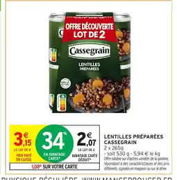 Intermarché Contact CASSEGRAIN Lentilles préparées offre
