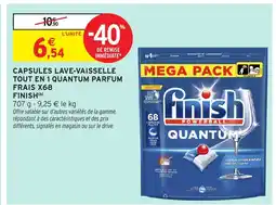 Intermarché Contact FINISH Capsules lave-vaisselle tout en 1 quantum parfum frais x68 offre