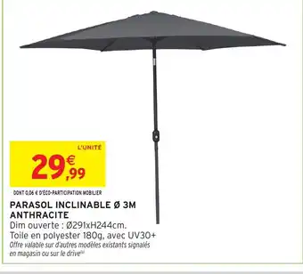 Parasol inclinable ø 3m anthracite