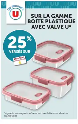Bi1 U Sur la gamme boite plastique avec valve offre