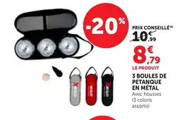 Bi1 3 boules de petanque en métal offre