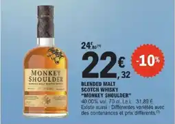 E.Leclerc Express MONKEY SHOULDER Blended malt scotch whisky the original scotch whisky offre