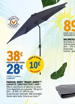 E.Leclerc PARASOL DROIT BEAUX JOURS offre