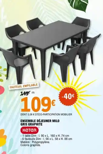 ENSEMBLE DÉJEUNER MILO GRIS GRAPHITE