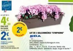 E.Leclerc LOT DE 3 BALCONNIÈRES SYMPHONIE offre
