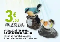 E.Leclerc OISEAUX DÉTECTEURS DE MOUVEMENT SOLAIRE offre