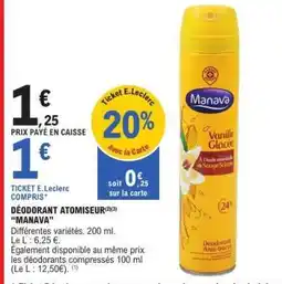 E.Leclerc DÉODORANT ATOMISEUR “MANAVA” offre
