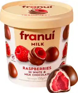 Auchan Sans marque framboises enrobées de chocolat au lait franui offre