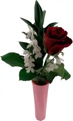 Auchan Supermarché Sans marque 3 brins de muguet + 1 rose en vase offre