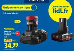 Lidl Parkside - set 2 batteries + chargeur offre