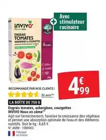 Gamm vert Invivo - engrais tomates aubergines offre
