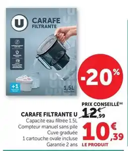 Hyper U U - carafe filtrante offre