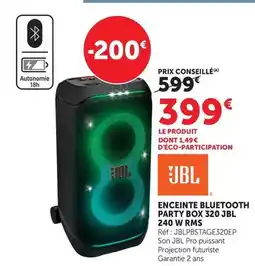 Super U Jbl - enceinte bluetooth party box 320 240 w rms offre