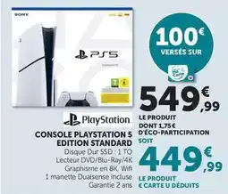 Super U Sony - console playstation 5 édition standard offre