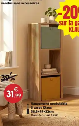Maxi Bazar Rangement modulable 3 cases klaus offre