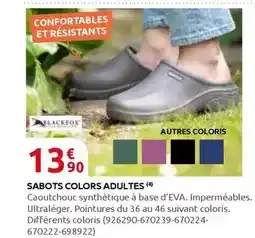 Rural Master Sabots colors adultes offre