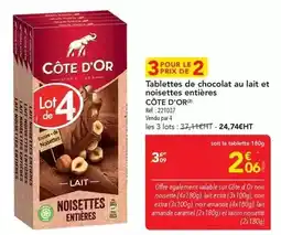 METRO Côte d'or - tablettes de chocolat au lait et noisettes entières offre