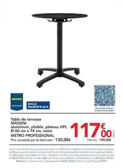 METRO Metro - table de terrasse offre