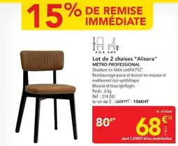 METRO Metro - lot de 2 chaises alisora offre
