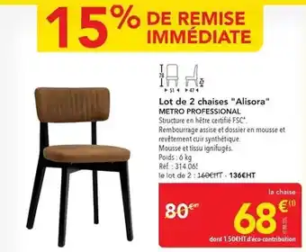METRO Metro - lot de 2 chaises alisora offre