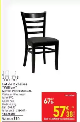 METRO Metro - lot de 2 chaises will am offre
