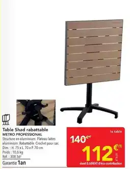METRO Metro - table shad rabbitable offre
