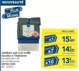 METRO Metro - jambon cuit à la truffe recette à l'italienne offre