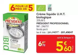 METRO Président - crème liquide u.h.t. biologique offre