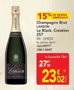 METRO Lanson - champagne brut le black. création offre