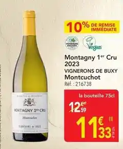 METRO Vignerons de buxy - montagny 1er cru 2023 offre