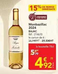 METRO Metro - monbazillac 2024 offre