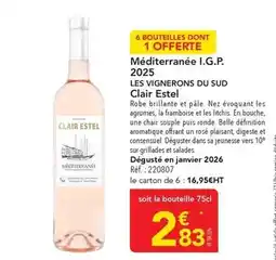 METRO Clair estel - méditerranée i.g.p. 2025 les vignerons du sud offre