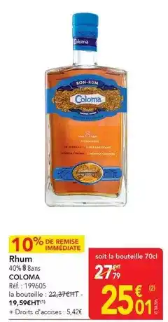METRO Coloma - rhum offre
